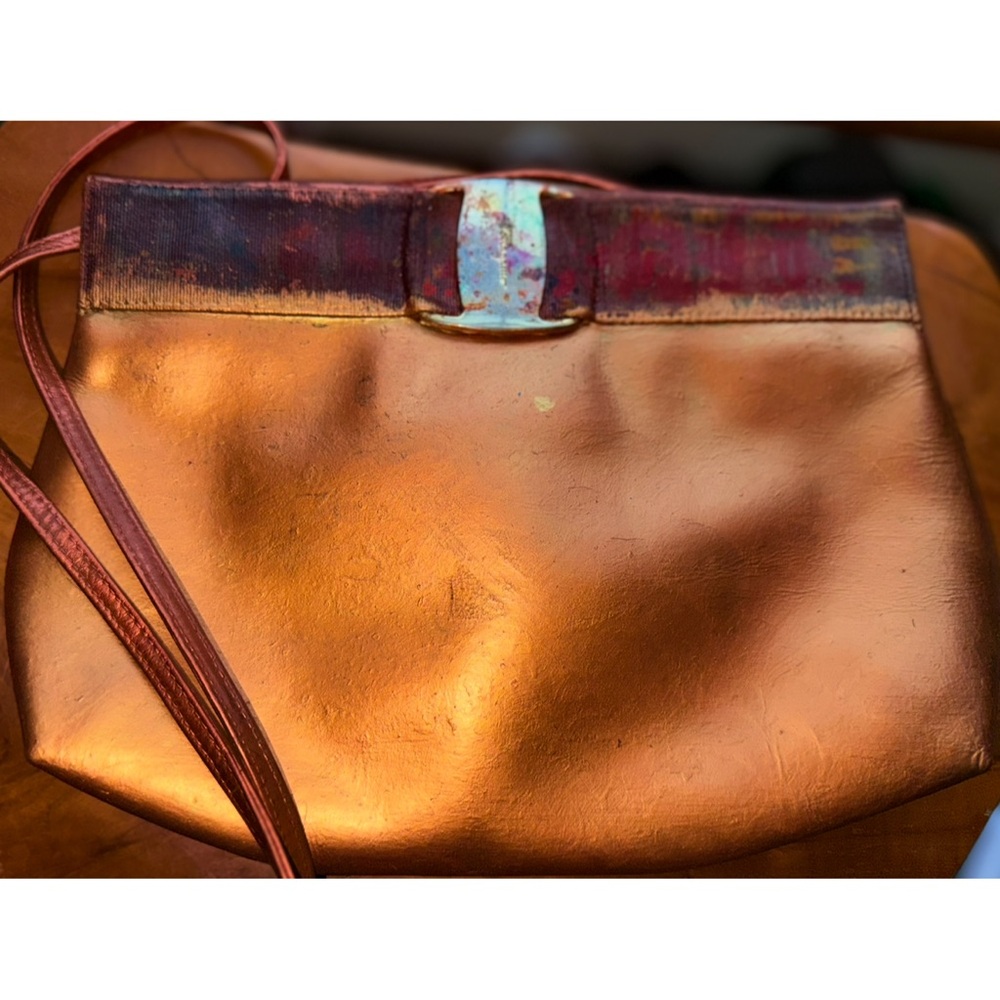Salvatore Ferragamo Hand Painted Color Changing Gold & Copper Clutch